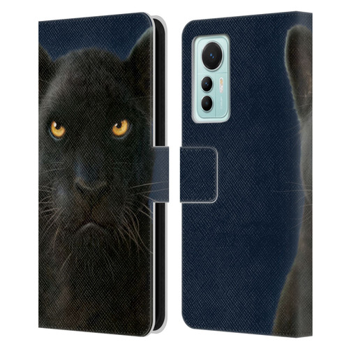 Vincent Hie Felidae Dark Panther Leather Book Wallet Case Cover For Xiaomi 12 Lite