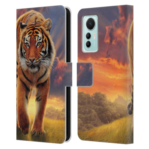 Vincent Hie Felidae Rising Tiger Leather Book Wallet Case Cover For Xiaomi 12 Lite