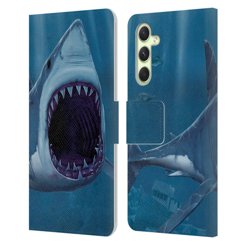 Vincent Hie Underwater Shark Bite Leather Book Wallet Case Cover For Samsung Galaxy A54 5G
