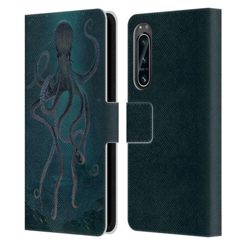 Vincent Hie Underwater Giant Octopus Leather Book Wallet Case Cover For Sony Xperia 5 IV