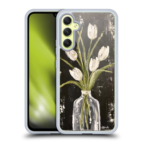 Haley Bush Floral Painting White Tulips In Glass Jar Soft Gel Case for Samsung Galaxy A34 5G