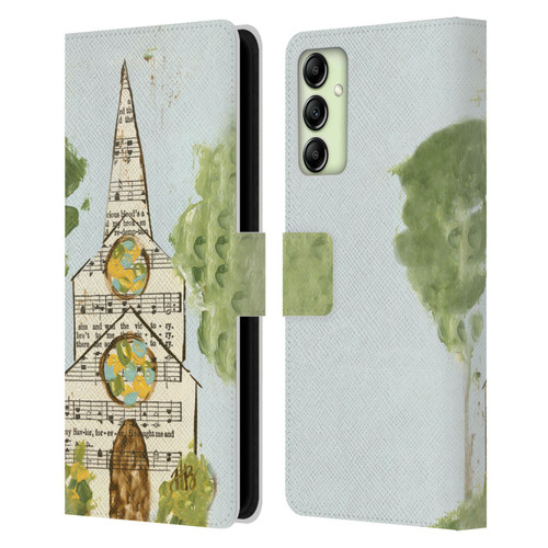 Haley Bush Church Painting Hymnal Page Leather Book Wallet Case Cover For Samsung Galaxy A14 5G