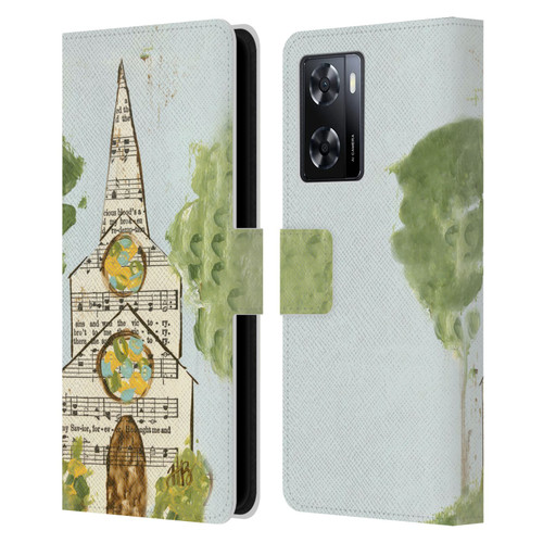 Haley Bush Church Painting Hymnal Page Leather Book Wallet Case Cover For OPPO A57s