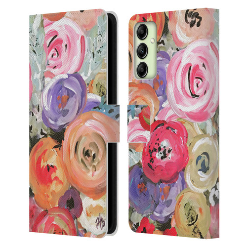 Haley Bush Floral Painting Colorful Leather Book Wallet Case Cover For Samsung Galaxy A14 5G