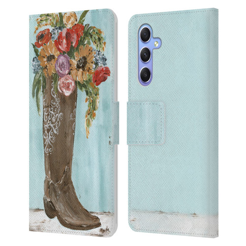 Haley Bush Floral Painting Boot Leather Book Wallet Case Cover For Samsung Galaxy A34 5G