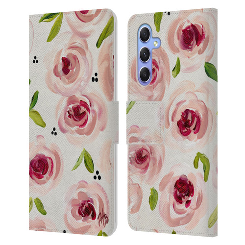 Haley Bush Floral Painting Pink Pattern Leather Book Wallet Case Cover For Samsung Galaxy A34 5G
