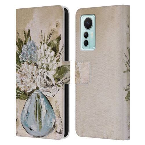 Haley Bush Floral Painting Blue And White Vase Leather Book Wallet Case Cover For Xiaomi 12 Lite