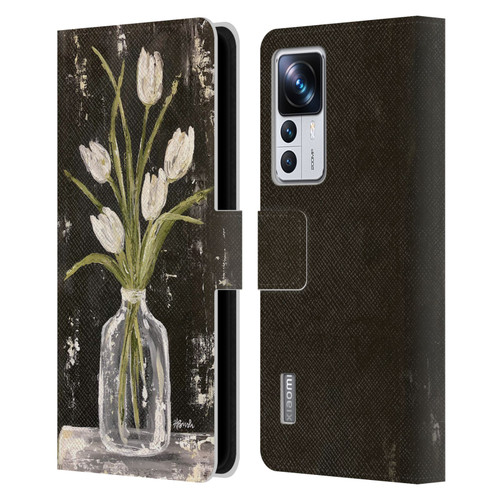 Haley Bush Floral Painting White Tulips In Glass Jar Leather Book Wallet Case Cover For Xiaomi 12T Pro