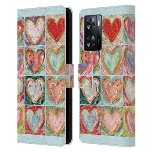 Haley Bush Pattern Painting Hearts Leather Book Wallet Case Cover For OPPO A57s