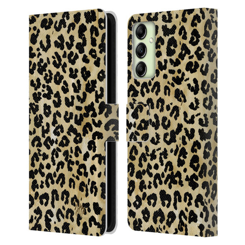 Haley Bush Pattern Painting Leopard Print Leather Book Wallet Case Cover For Samsung Galaxy A14 5G