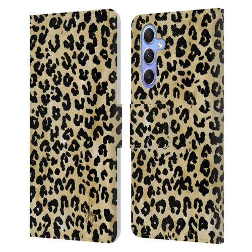 Haley Bush Pattern Painting Leopard Print Leather Book Wallet Case Cover For Samsung Galaxy A34 5G