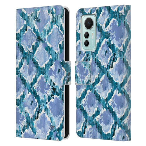 Haley Bush Pattern Painting Blue Diamond Leather Book Wallet Case Cover For Xiaomi 12 Lite