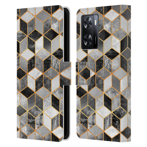 Elisabeth Fredriksson Cubes Collection Black And White Leather Book Wallet Case Cover For OPPO A57s