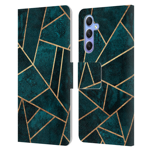 Elisabeth Fredriksson Sparkles Deep Teal Stone Leather Book Wallet Case Cover For Samsung Galaxy A34 5G