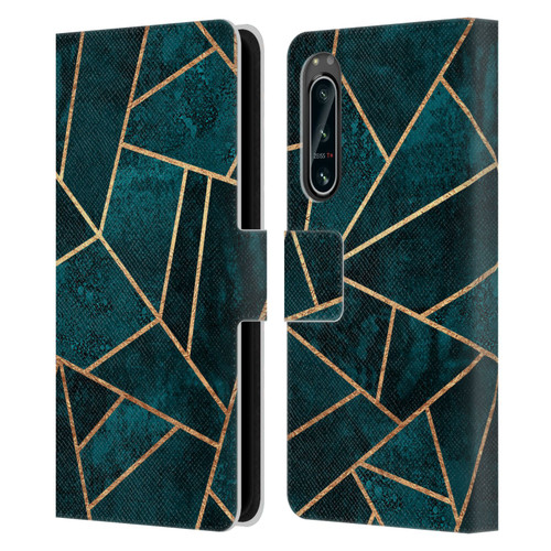 Elisabeth Fredriksson Sparkles Deep Teal Stone Leather Book Wallet Case Cover For Sony Xperia 5 IV