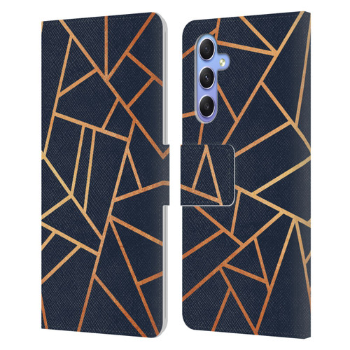 Elisabeth Fredriksson Stone Collection Copper And Midnight Navy Leather Book Wallet Case Cover For Samsung Galaxy A34 5G