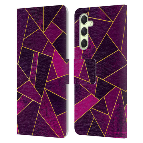 Elisabeth Fredriksson Stone Collection Purple Leather Book Wallet Case Cover For Samsung Galaxy A54 5G