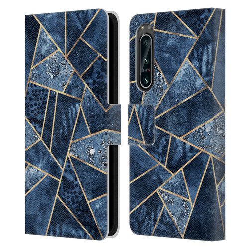 Elisabeth Fredriksson Stone Collection Blue Leather Book Wallet Case Cover For Sony Xperia 5 IV