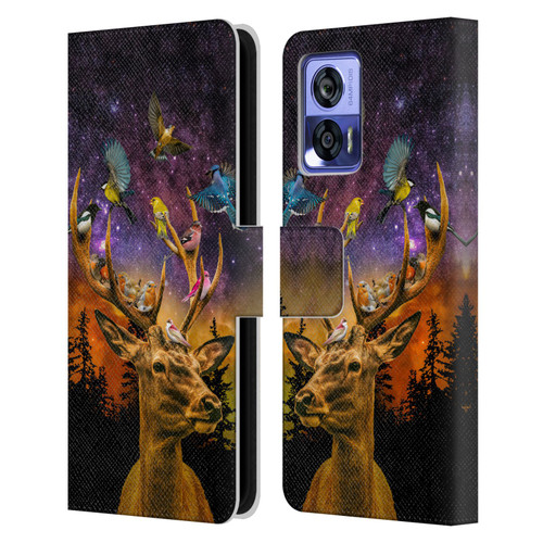 Dave Loblaw Animals Deer and Birds Leather Book Wallet Case Cover For Motorola Edge 30 Neo 5G