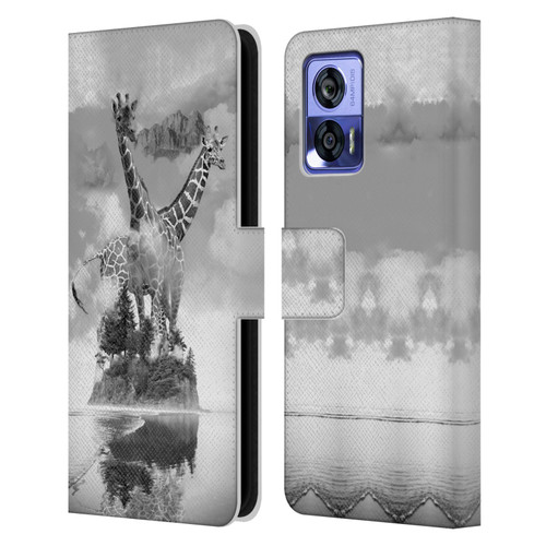 Dave Loblaw Animals Giraffe In The Mist Leather Book Wallet Case Cover For Motorola Edge 30 Neo 5G