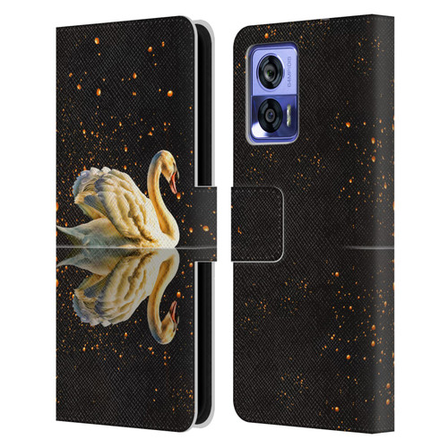 Dave Loblaw Animals Swan Lake Reflections Leather Book Wallet Case Cover For Motorola Edge 30 Neo 5G
