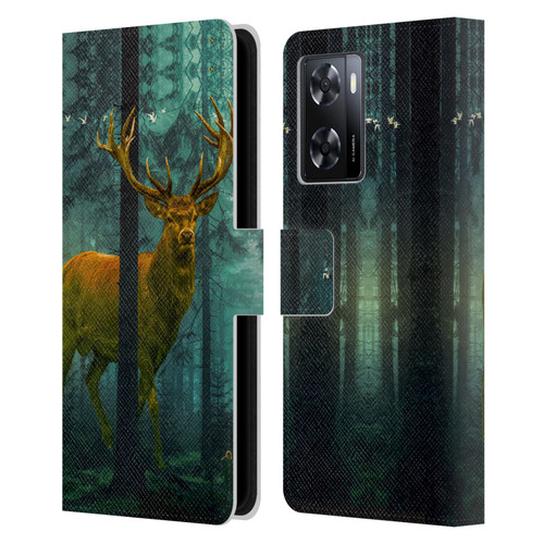 Dave Loblaw Animals Giant Forest Deer Leather Book Wallet Case Cover For OPPO A57s