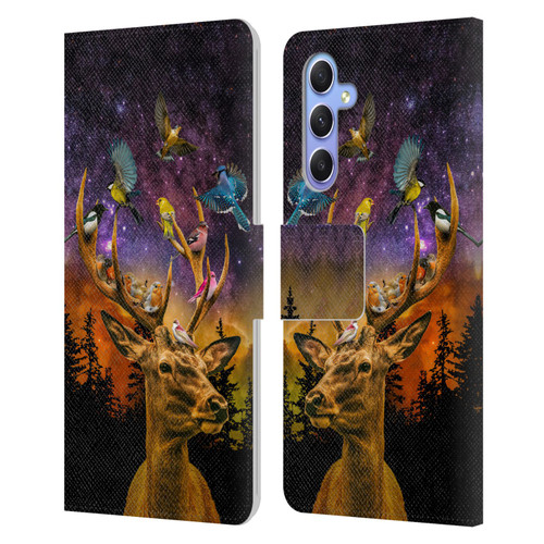 Dave Loblaw Animals Deer and Birds Leather Book Wallet Case Cover For Samsung Galaxy A34 5G