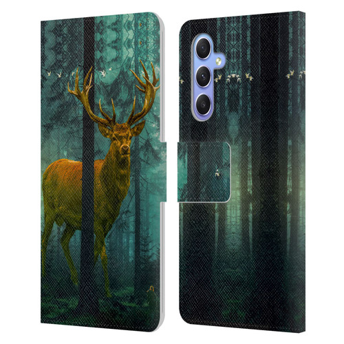 Dave Loblaw Animals Giant Forest Deer Leather Book Wallet Case Cover For Samsung Galaxy A34 5G