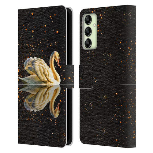 Dave Loblaw Animals Swan Lake Reflections Leather Book Wallet Case Cover For Samsung Galaxy A14 5G