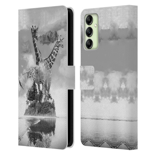 Dave Loblaw Animals Giraffe In The Mist Leather Book Wallet Case Cover For Samsung Galaxy A14 5G