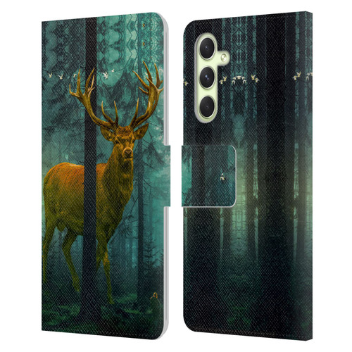 Dave Loblaw Animals Giant Forest Deer Leather Book Wallet Case Cover For Samsung Galaxy A54 5G