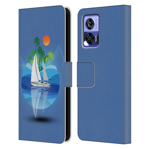 Dave Loblaw Contemporary Art Tropical Waters Leather Book Wallet Case Cover For Motorola Edge 30 Neo 5G