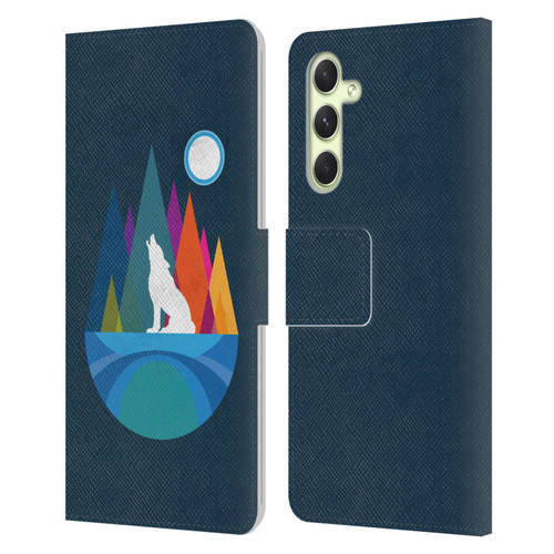 Dave Loblaw Contemporary Art Wolf Mountain With Texture Leather Book Wallet Case Cover For Samsung Galaxy A54 5G