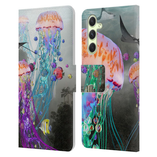 Dave Loblaw Jellyfish Jellyfish Misty Mount Leather Book Wallet Case Cover For Samsung Galaxy A54 5G
