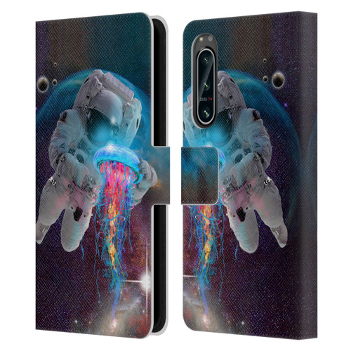 Dave Loblaw Jellyfish Astronaut And Jellyfish Leather Book Wallet Case Cover For Sony Xperia 5 IV