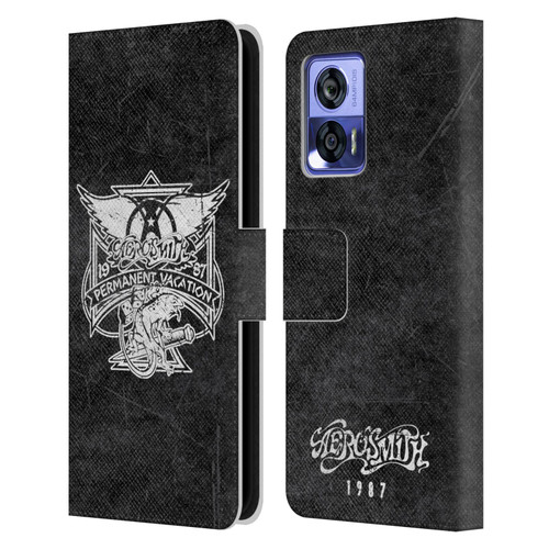 Aerosmith Black And White 1987 Permanent Vacation Leather Book Wallet Case Cover For Motorola Edge 30 Neo 5G