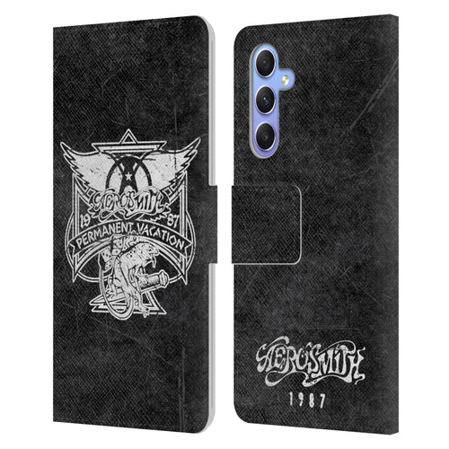 Aerosmith Black And White 1987 Permanent Vacation Leather Book Wallet Case Cover For Samsung Galaxy A34 5G