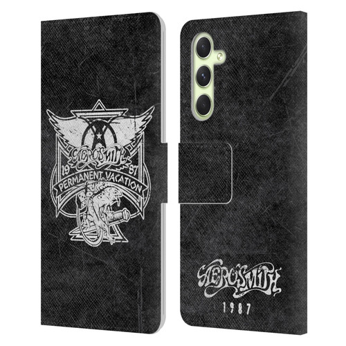 Aerosmith Black And White 1987 Permanent Vacation Leather Book Wallet Case Cover For Samsung Galaxy A54 5G