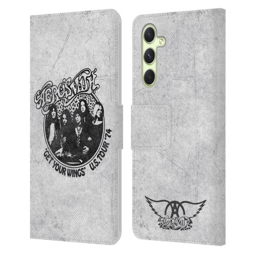 Aerosmith Black And White Get Your Wings US Tour Leather Book Wallet Case Cover For Samsung Galaxy A54 5G