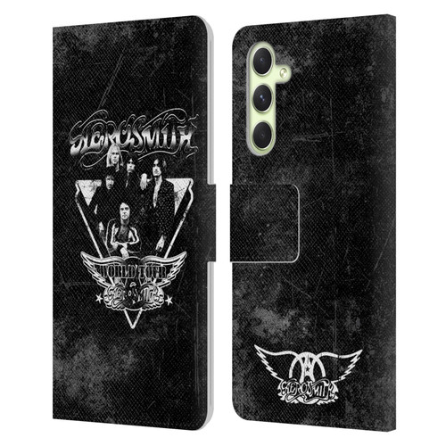Aerosmith Black And White World Tour Leather Book Wallet Case Cover For Samsung Galaxy A54 5G