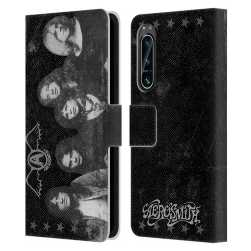 Aerosmith Black And White Vintage Photo Leather Book Wallet Case Cover For Sony Xperia 5 IV