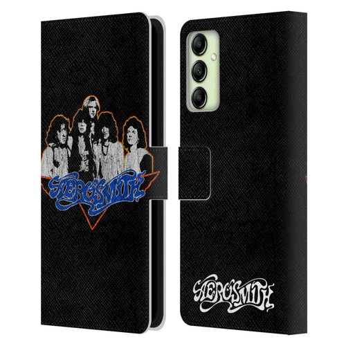 Aerosmith Classics Group Photo Vintage Leather Book Wallet Case Cover For Samsung Galaxy A14 5G