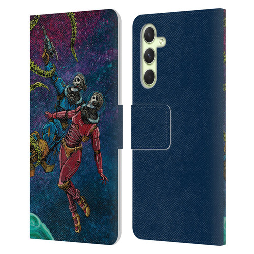David Lozeau Colourful Grunge Astronaut Space Couple Love Leather Book Wallet Case Cover For Samsung Galaxy A54 5G