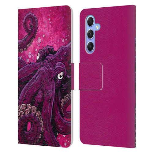 David Lozeau Colourful Grunge Octopus Squid Leather Book Wallet Case Cover For Samsung Galaxy A34 5G