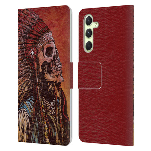 David Lozeau Colourful Grunge Native American Leather Book Wallet Case Cover For Samsung Galaxy A54 5G