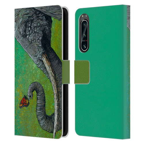 David Lozeau Colourful Grunge The Elephant Leather Book Wallet Case Cover For Sony Xperia 5 IV