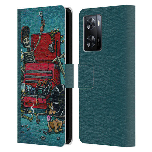 David Lozeau Colourful Art Garage Leather Book Wallet Case Cover For OPPO A57s