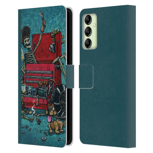 David Lozeau Colourful Art Garage Leather Book Wallet Case Cover For Samsung Galaxy A14 5G