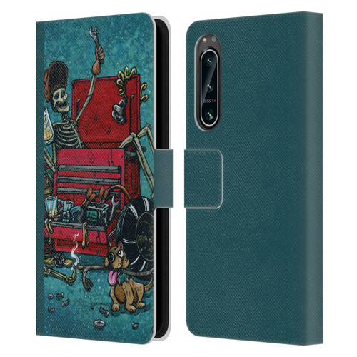 David Lozeau Colourful Art Garage Leather Book Wallet Case Cover For Sony Xperia 5 IV