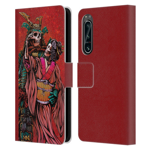 David Lozeau Colourful Art Samurai And Geisha Leather Book Wallet Case Cover For Sony Xperia 5 IV